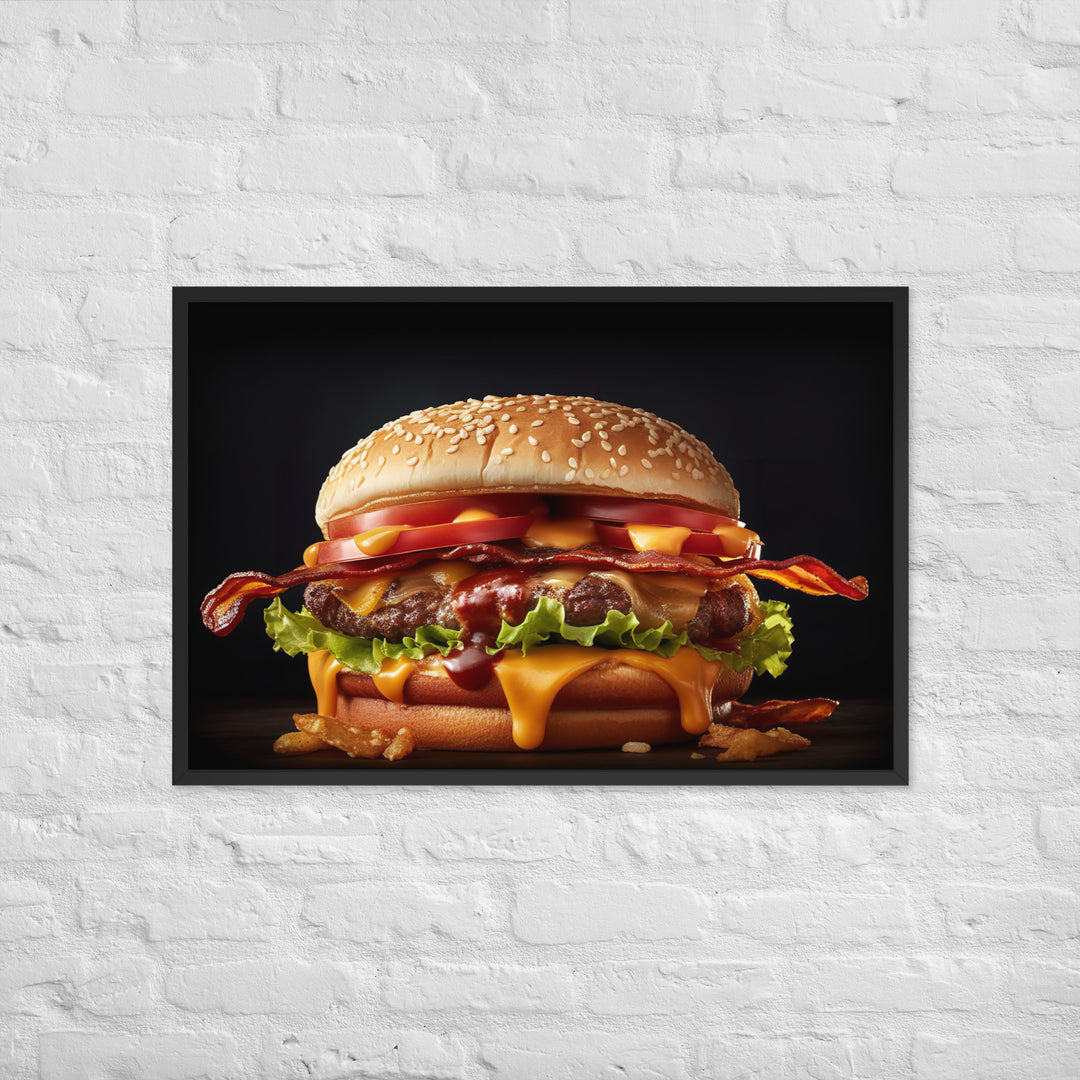 Bacon Cheese burger Framed poster 🤤 from Yumify.AI