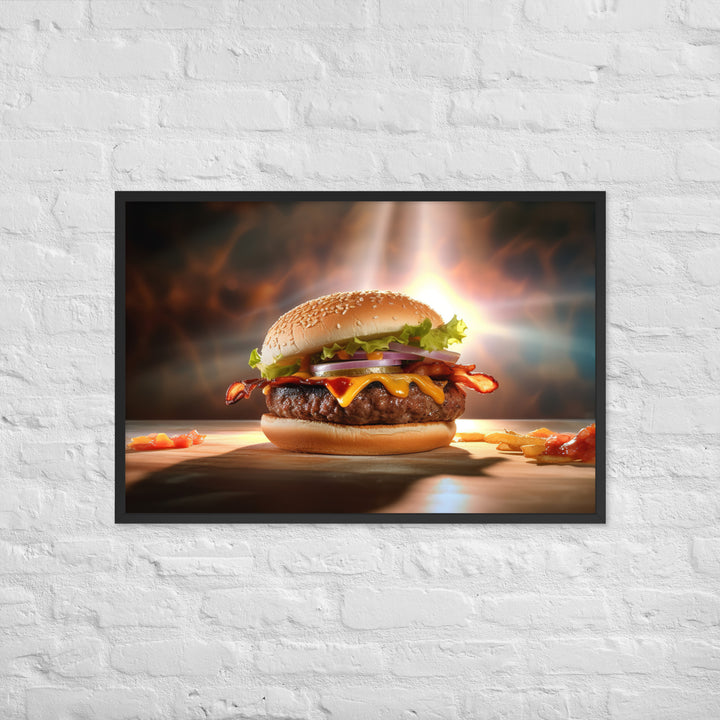 Bacon Cheese burger Framed poster 🤤 from Yumify.AI