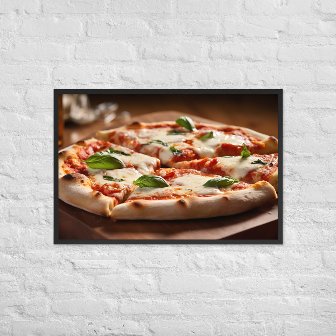 Margherita with Buffalo Mozzarella Pizza Framed poster 🤤 from Yumify.AI