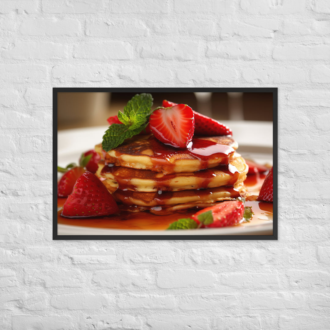 Strawberry Pancakes Framed poster 🤤 from Yumify.AI