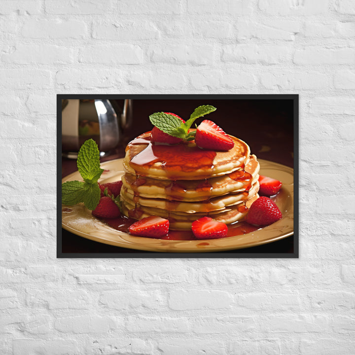 Strawberry Pancakes Framed poster 🤤 from Yumify.AI