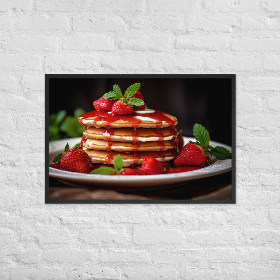 Strawberry Pancakes Framed poster 🤤 from Yumify.AI