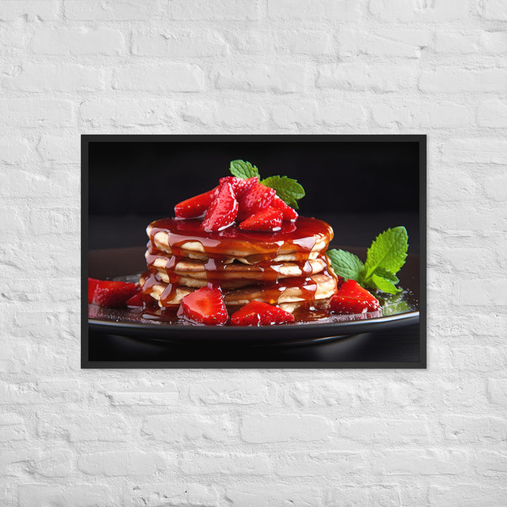 Strawberry Pancakes Framed poster 🤤 from Yumify.AI