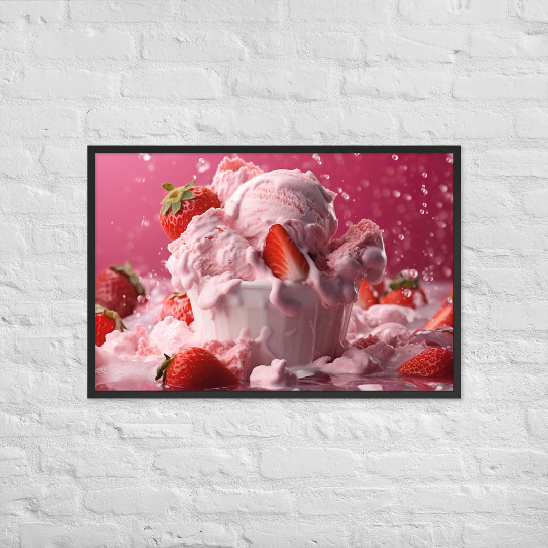 Strawberry Ice Cream Framed poster 🤤 from Yumify.AI