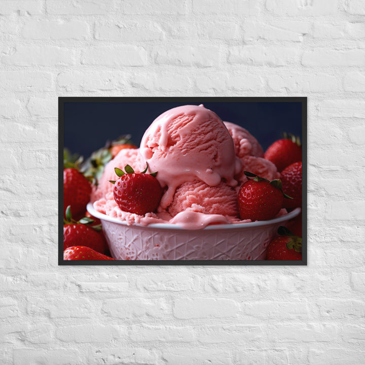 Strawberry Ice Cream Framed poster 🤤 from Yumify.AI