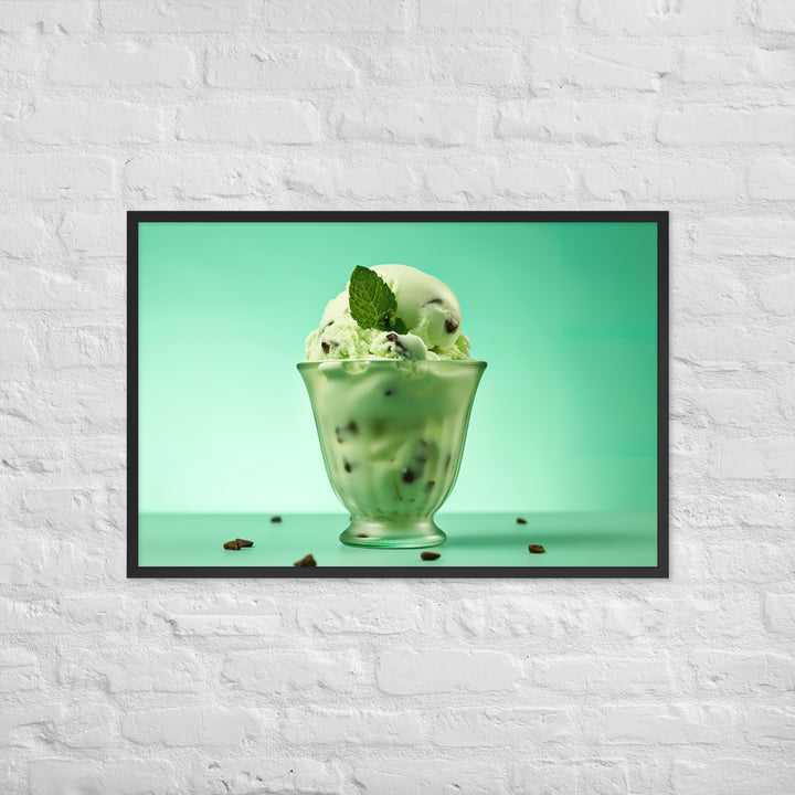 Mint Chocolate Chip Ice Cream Framed poster 🤤 from Yumify.AI