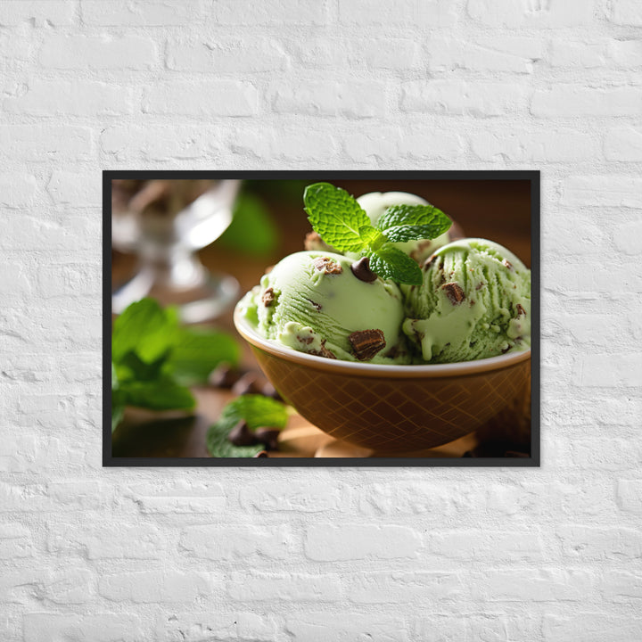 Mint Chocolate Chip Ice Cream Framed poster 🤤 from Yumify.AI