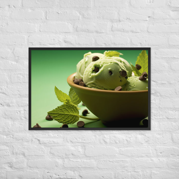 Mint Chocolate Chip Ice Cream Framed poster 🤤 from Yumify.AI