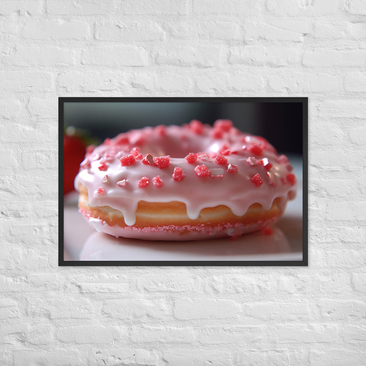 Strawberry Frosted Donut Framed poster 🤤 from Yumify.AI