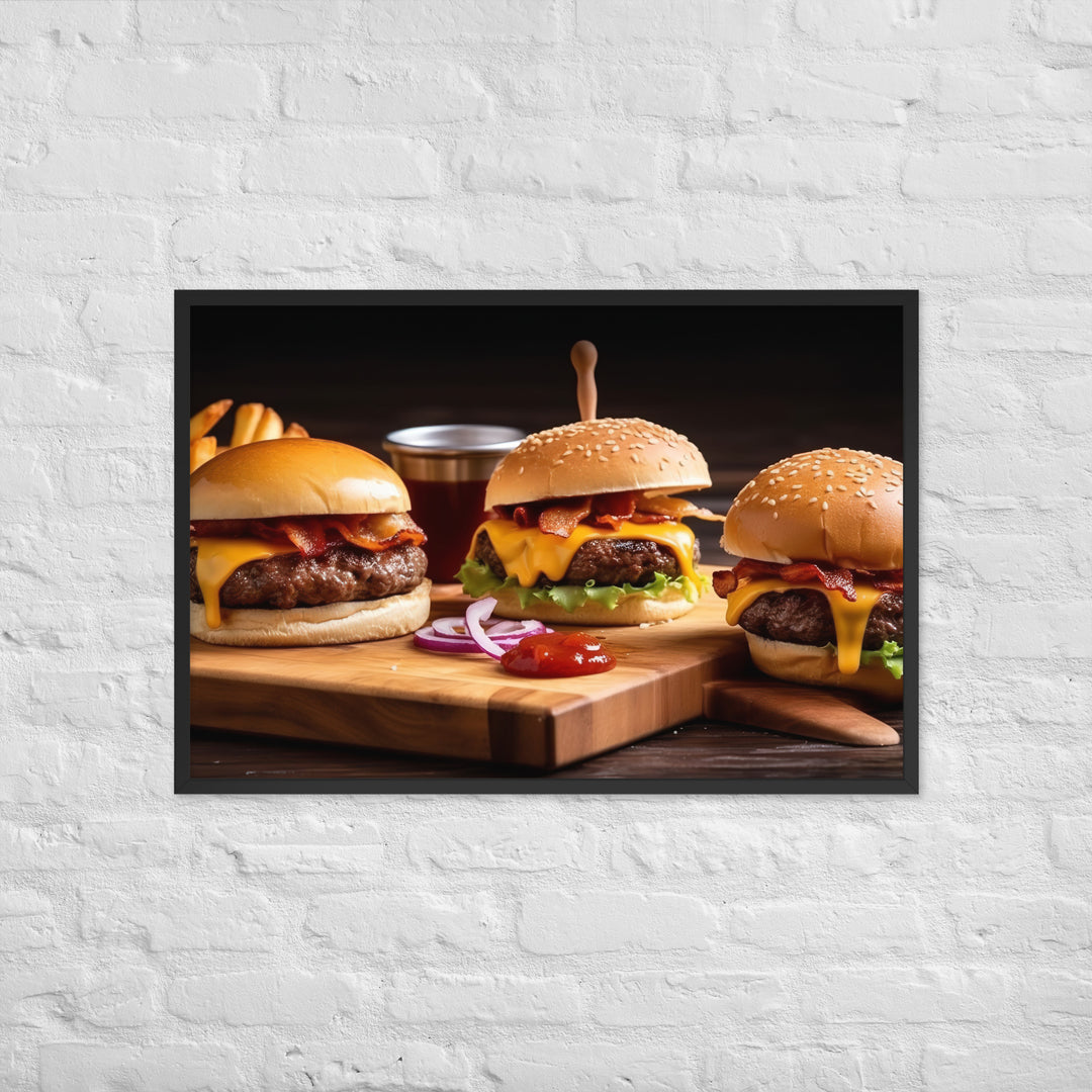 Bacon Cheeseburgers Framed poster 🤤 from Yumify.AI