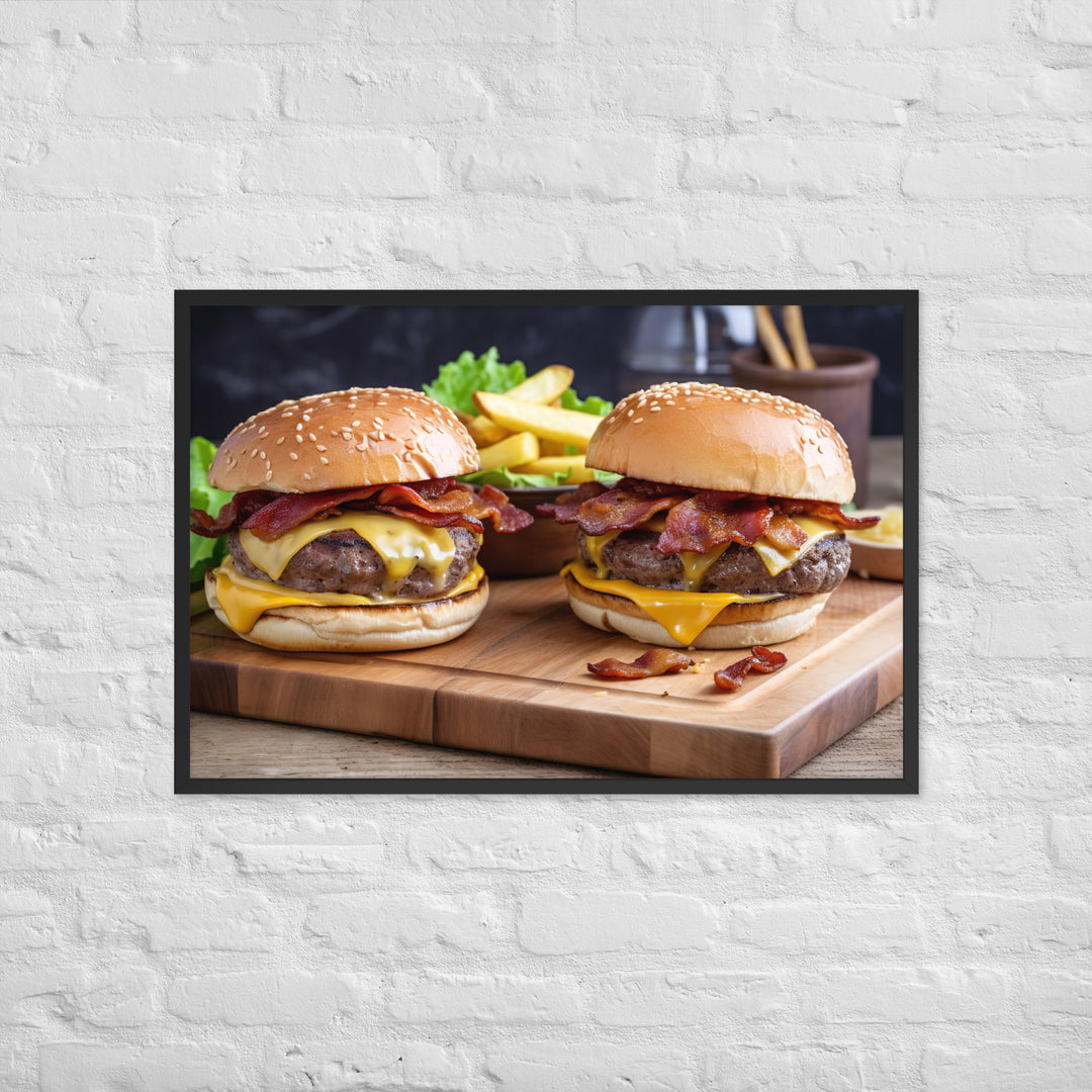 Bacon Cheeseburgers Framed poster 🤤 from Yumify.AI