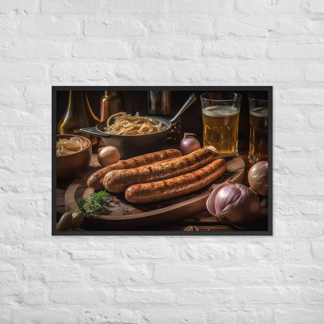 Sausage and Onions Framed poster 🤤 from Yumify.AI