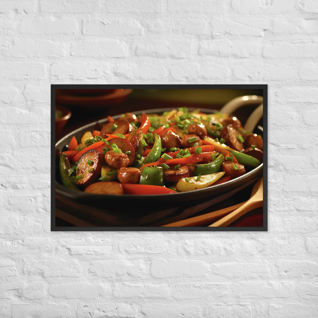 Sausage Stir Fry Framed poster 🤤 from Yumify.AI