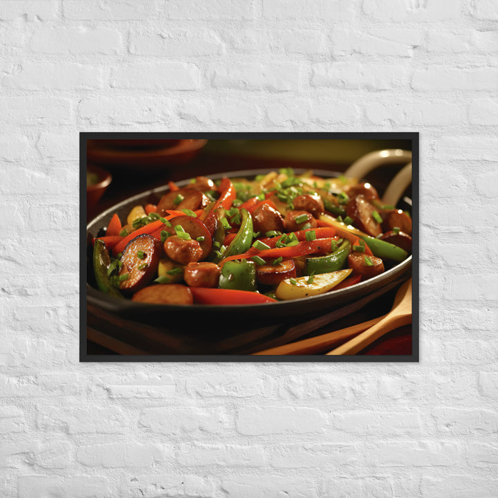 Sausage Stir Fry Framed poster 🤤 from Yumify.AI