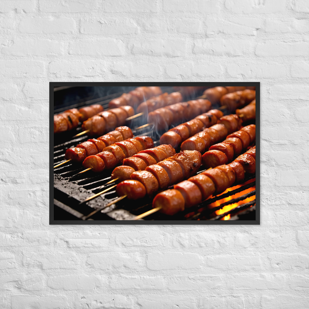 Sausage Skewers Framed poster 🤤 from Yumify.AI