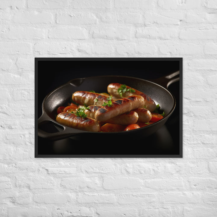 Pan Fried Sausage Framed poster 🤤 from Yumify.AI