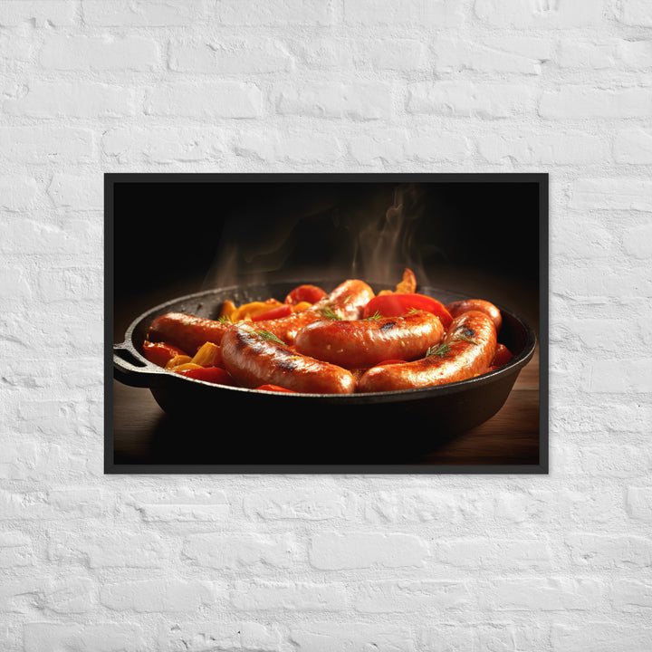 Pan Fried Sausage Framed poster 🤤 from Yumify.AI