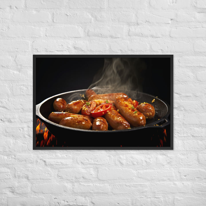 Pan Fried Sausage Framed poster 🤤 from Yumify.AI