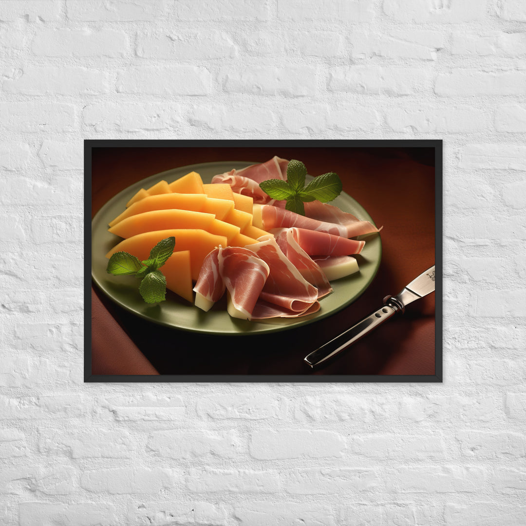 Parma Ham and Melon Appetizer Framed poster 🤤 from Yumify.AI