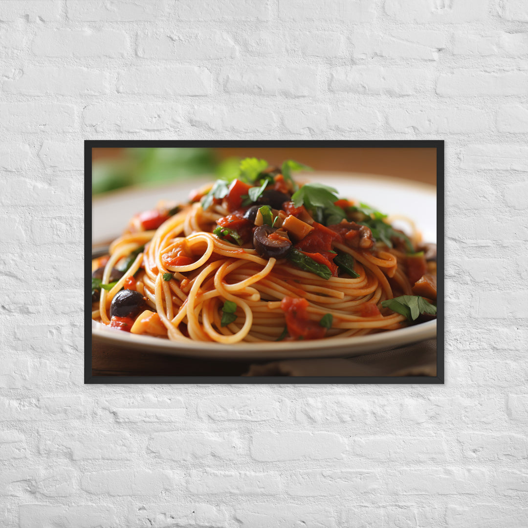 Vegan Spaghetti with Tomato Sauce Framed poster 🤤 from Yumify.AI