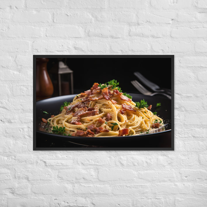 Spaghetti Carbonara with Bacon Framed poster 🤤 from Yumify.AI