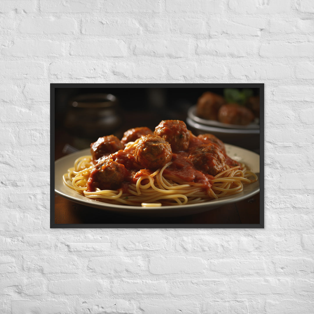 Classic Spaghetti and Meatballs Framed poster 🤤 from Yumify.AI