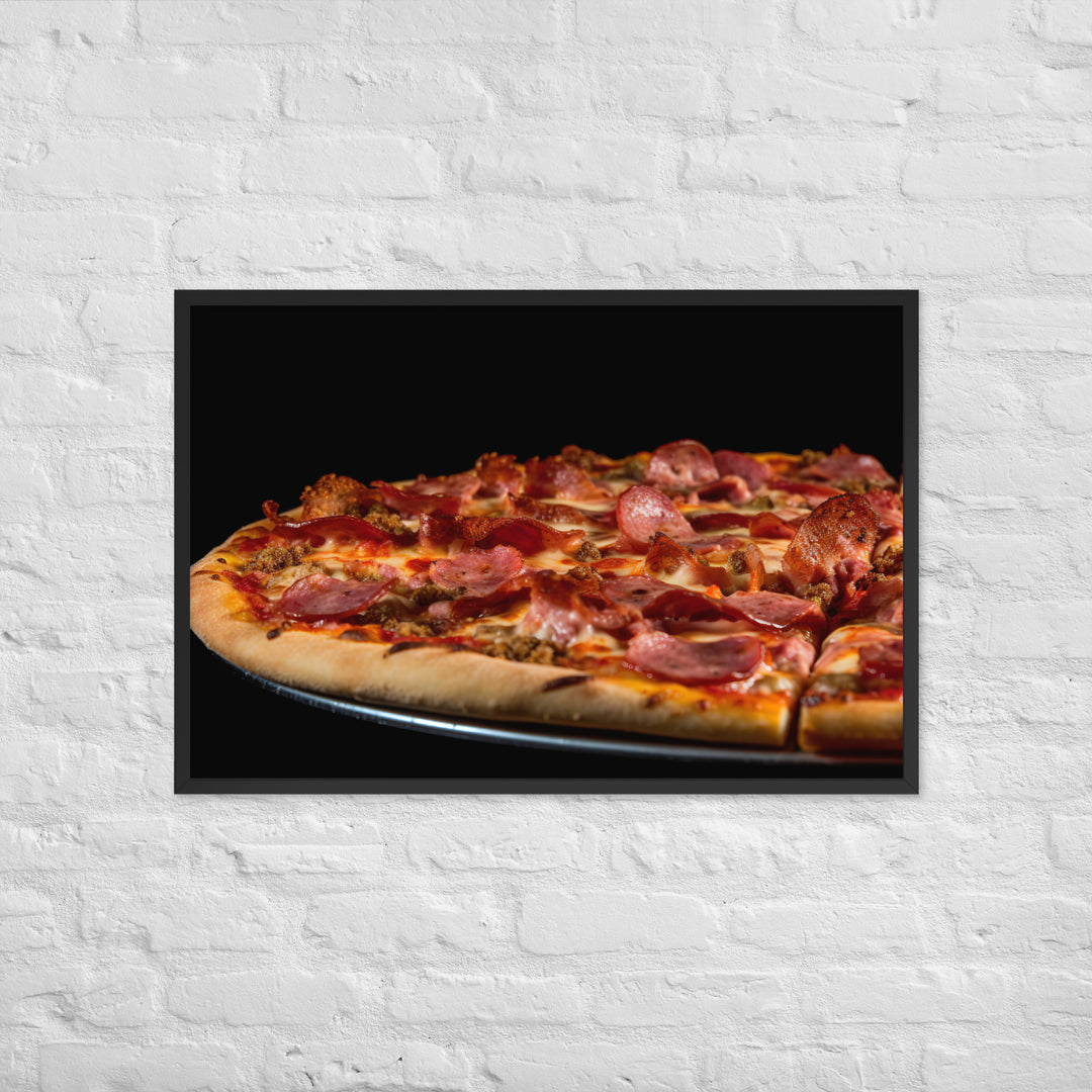 A Loaded Meat Pizza Framed poster 🤤 from Yumify.AI