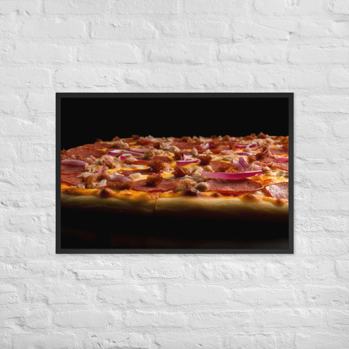 A Loaded Meat Pizza Framed poster 🤤 from Yumify.AI