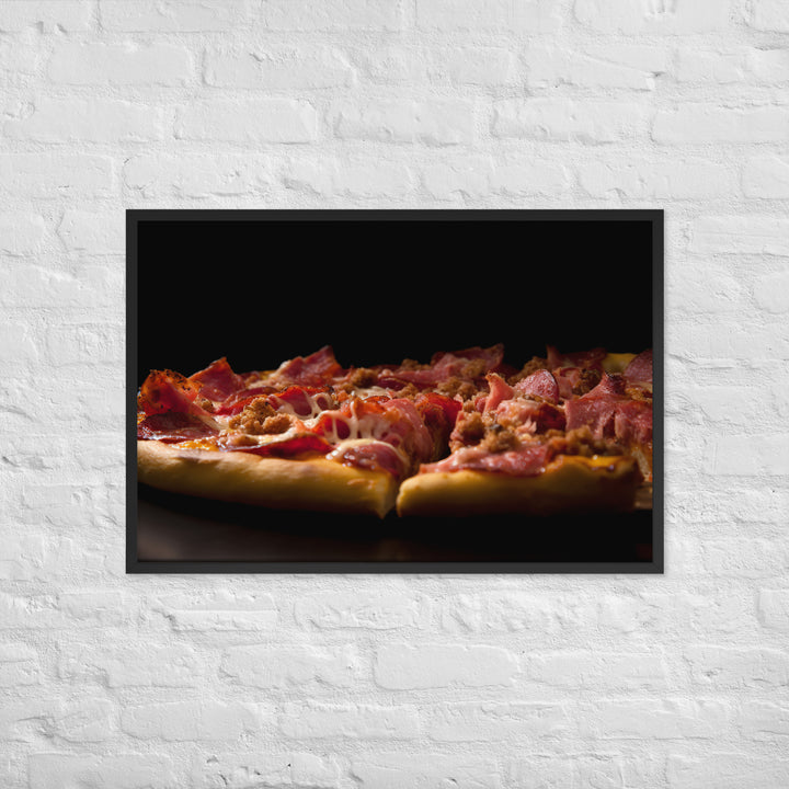 A Loaded Meat Pizza Framed poster 🤤 from Yumify.AI