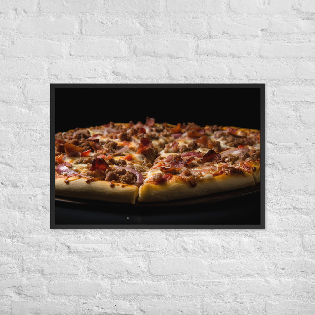 A Loaded Meat Pizza Framed poster 🤤 from Yumify.AI