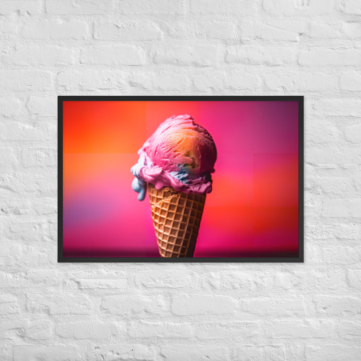 Strawberry Cheesecake Cone Framed poster 🤤 from Yumify.AI