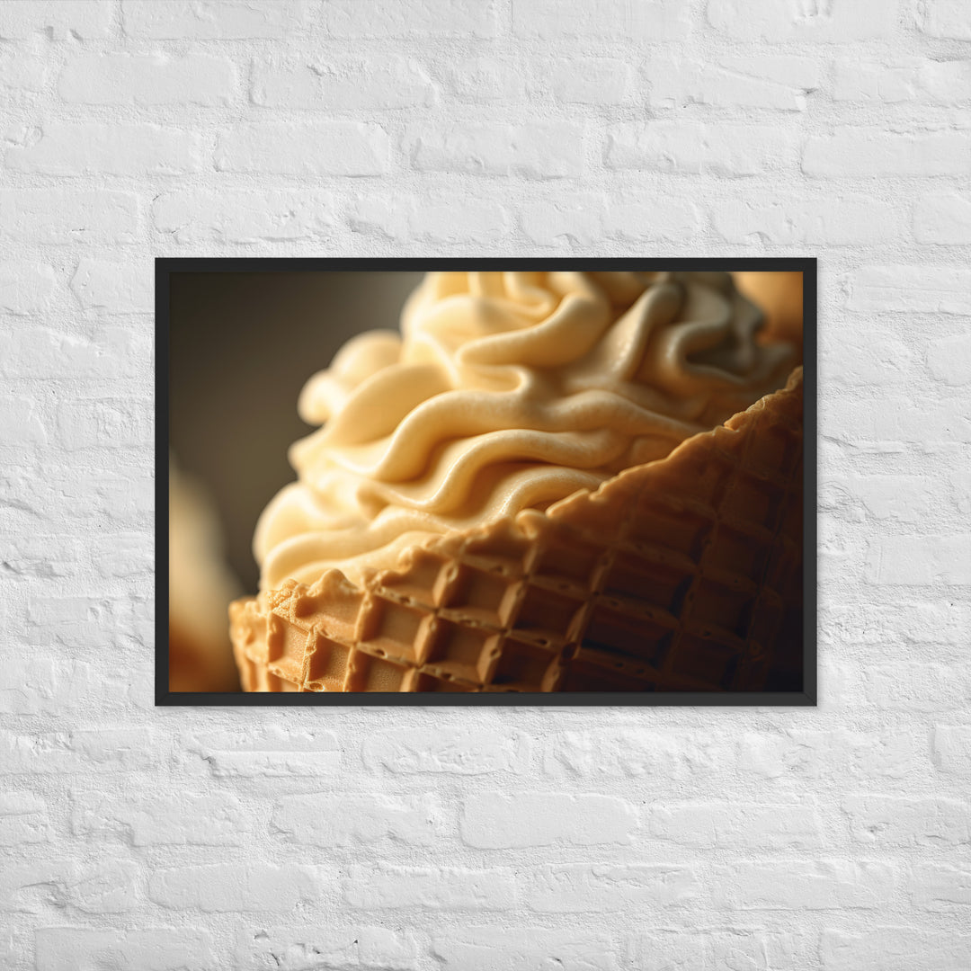Classic Vanilla Soft Serve Cone Framed poster 🤤 from Yumify.AI