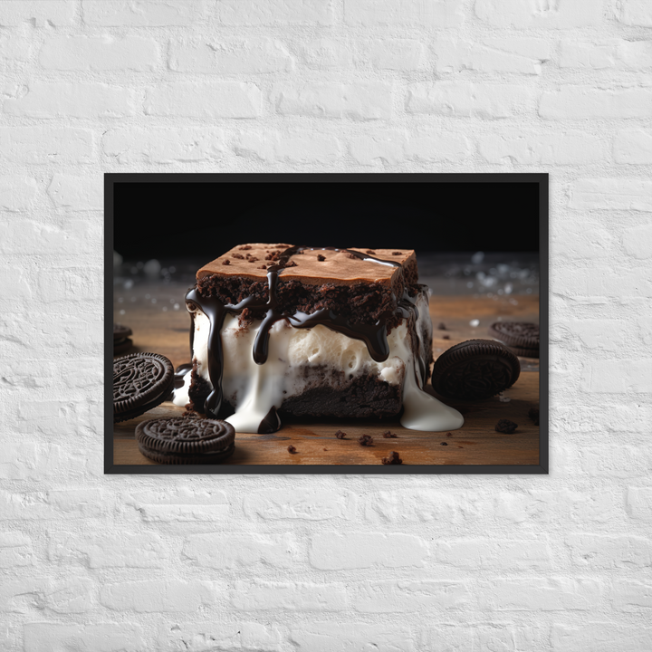 Oreo Brownie Ice Cream Sandwich Framed poster 🤤 from Yumify.AI