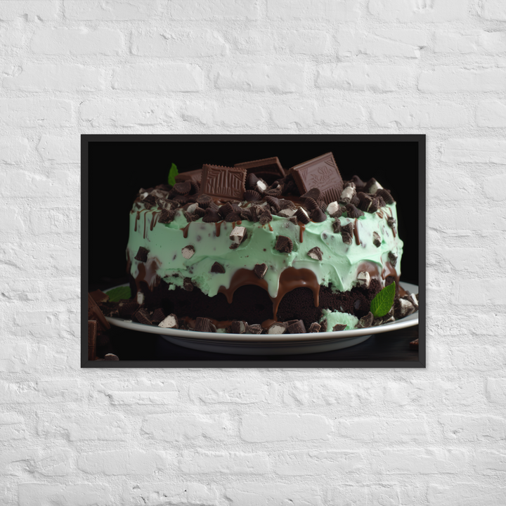 Mint Chocolate Chip Ice Cream Cake Framed poster 🤤 from Yumify.AI