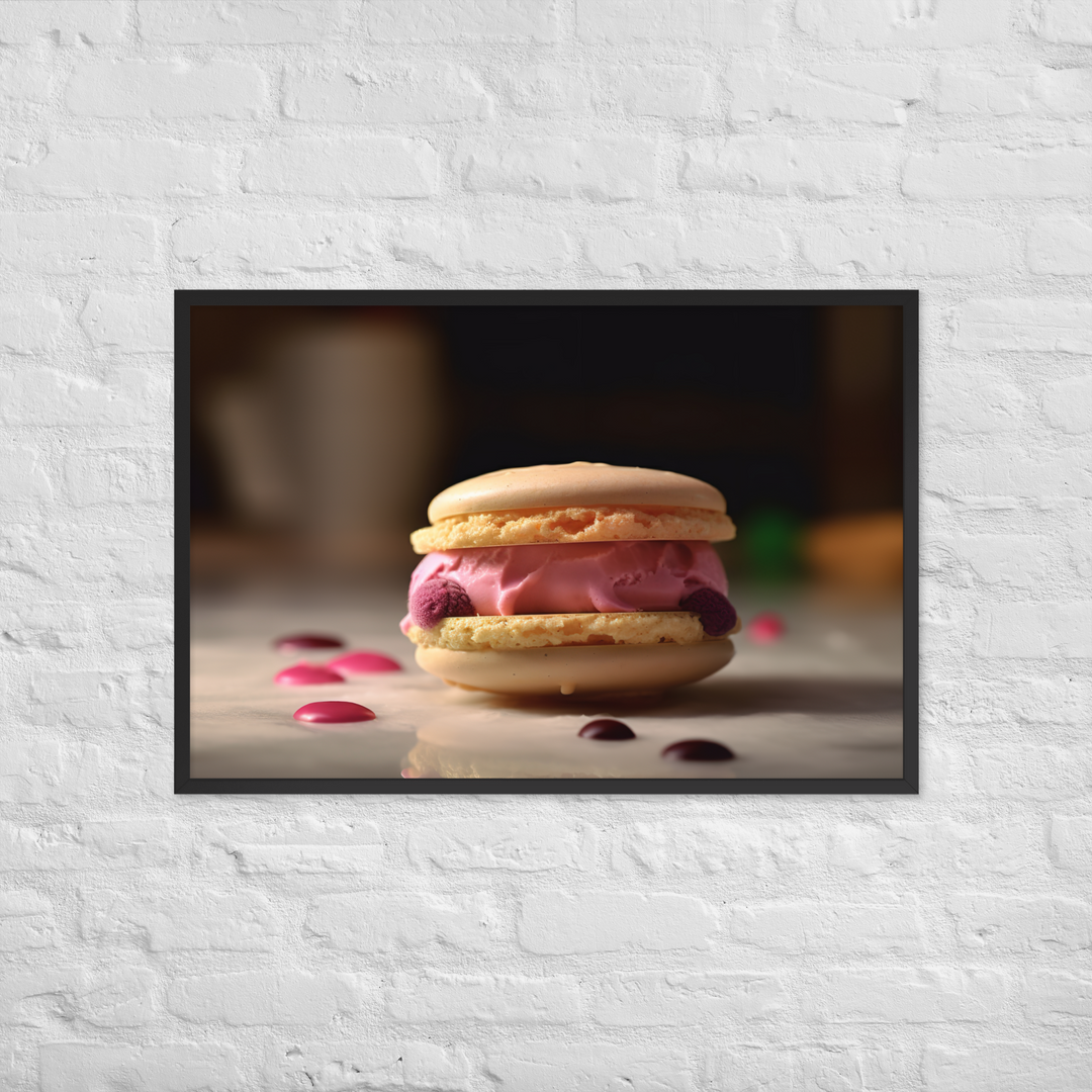 Macaron Ice Cream Sandwich Framed poster 🤤 from Yumify.AI