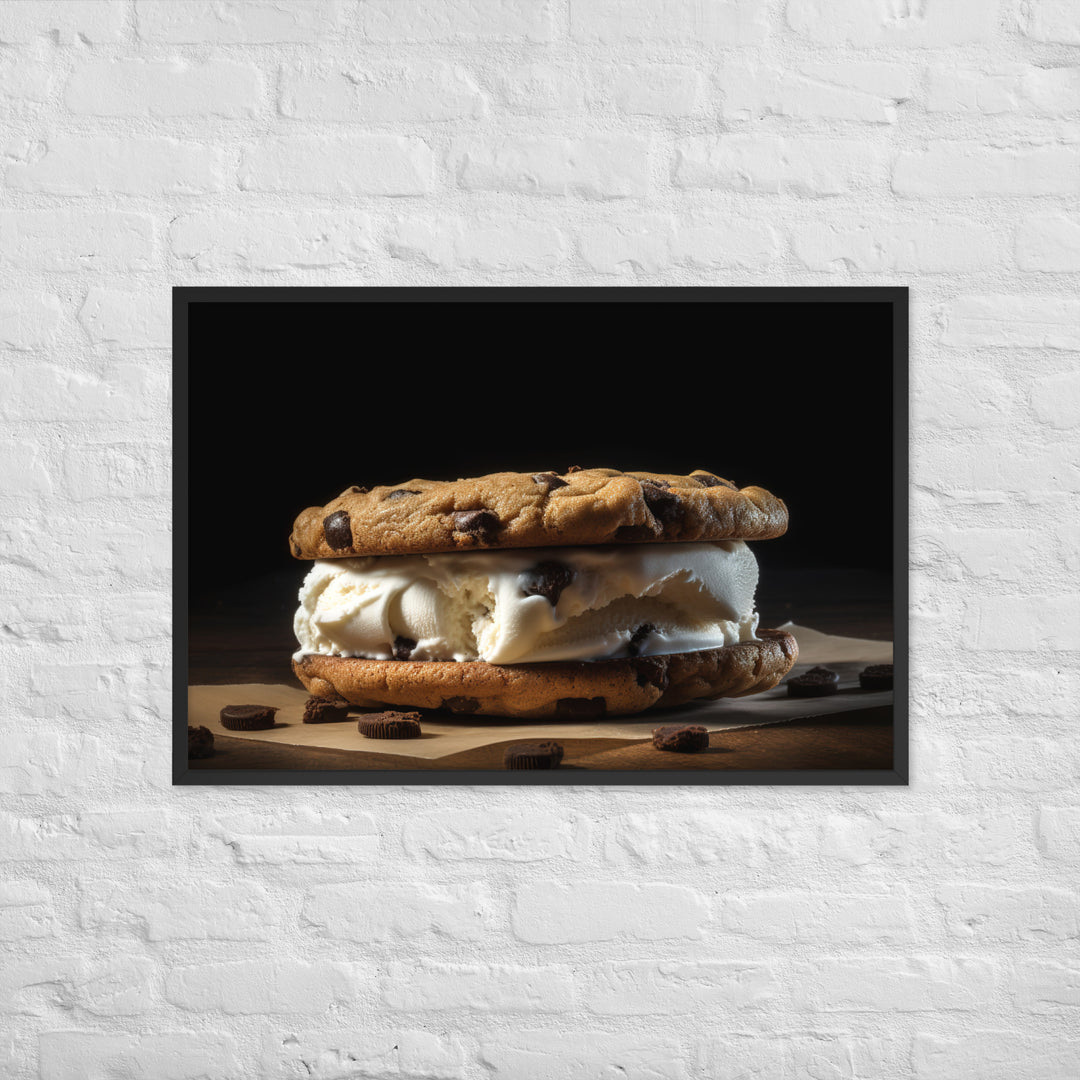 Classic Chocolate Chip Cookie Ice Cream Sandwich Framed poster 🤤 from Yumify.AI