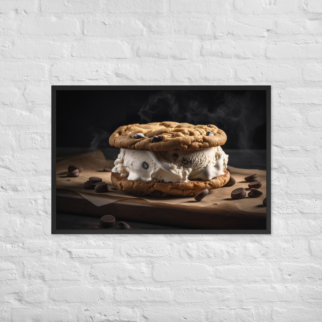 Classic Chocolate Chip Cookie Ice Cream Sandwich Framed poster 🤤 from Yumify.AI