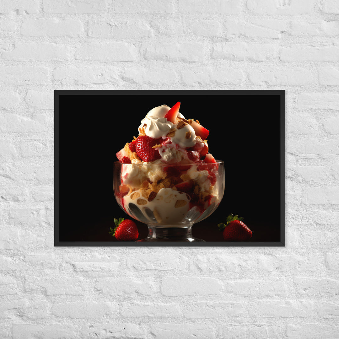 Strawberry Shortcake Sundae Framed poster 🤤 from Yumify.AI