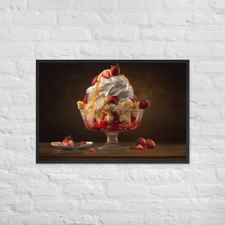 Strawberry Shortcake Sundae Framed poster 🤤 from Yumify.AI