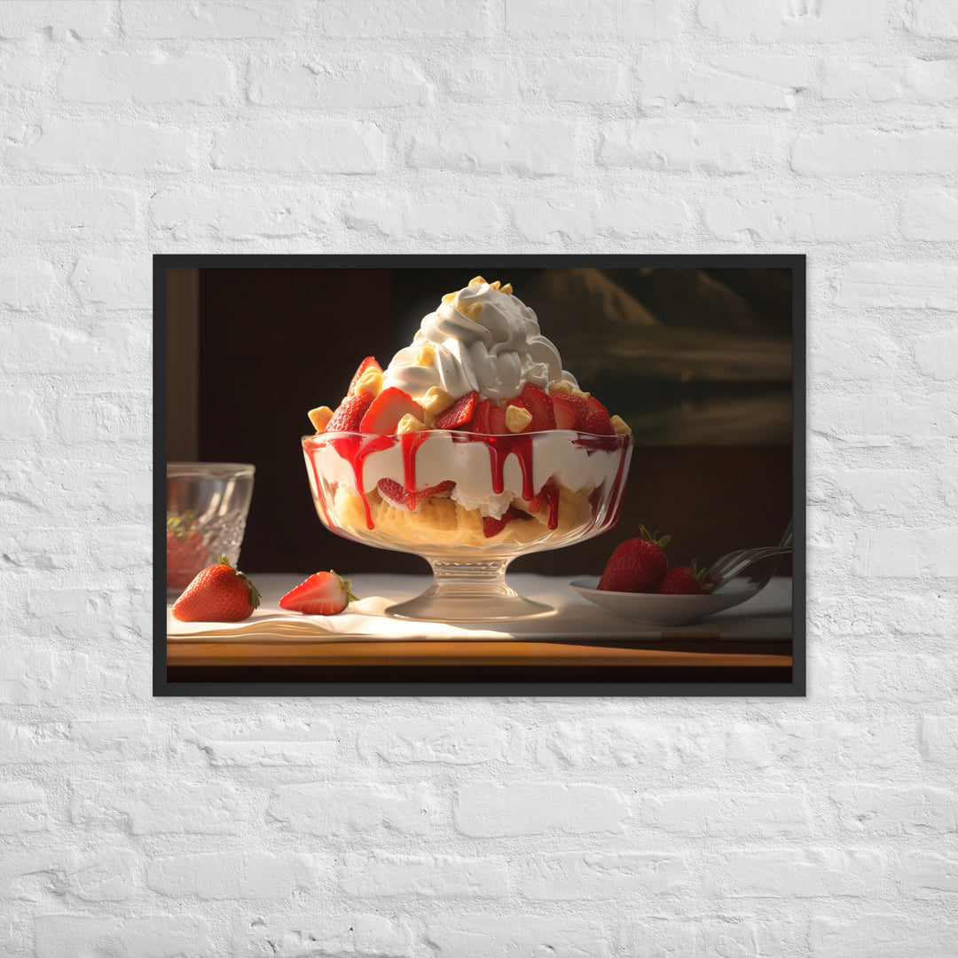 Strawberry Shortcake Sundae Framed poster 🤤 from Yumify.AI