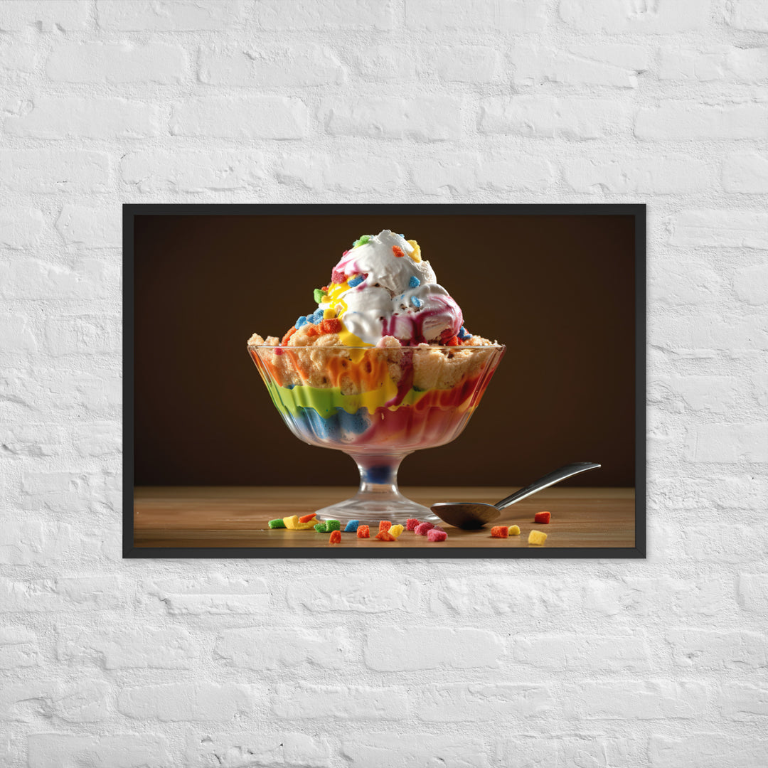 Rainbow Sherbet Sundae Framed poster 🤤 from Yumify.AI