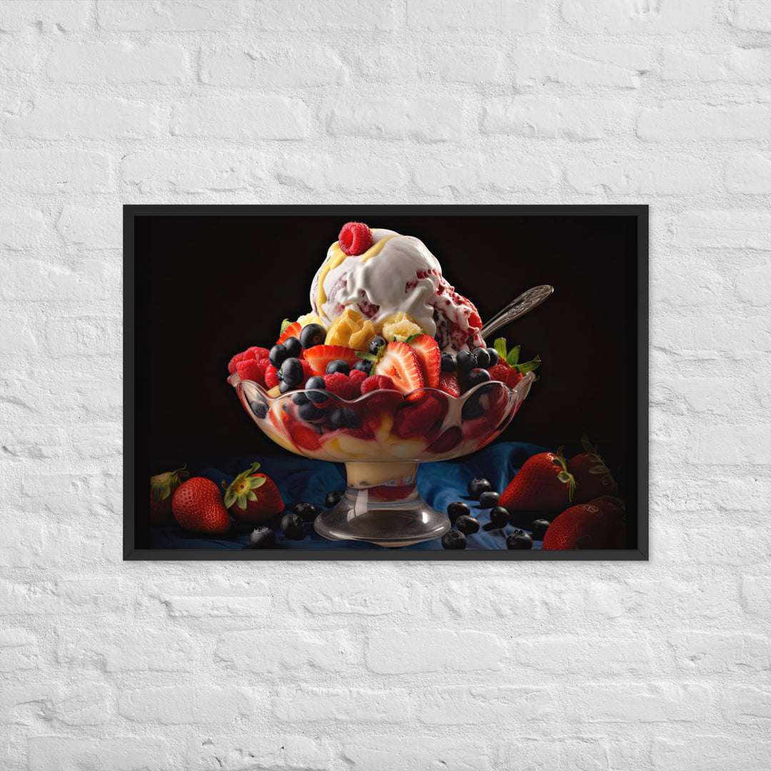 Fruit Lovers Paradise Sundae Framed poster 🤤 from Yumify.AI