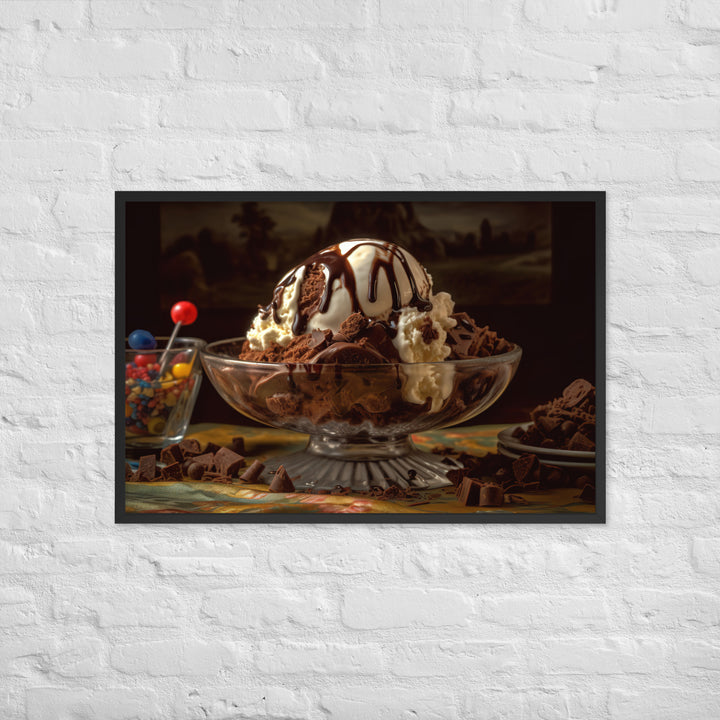 Chocolate Lovers Dream Sundae Framed poster 🤤 from Yumify.AI