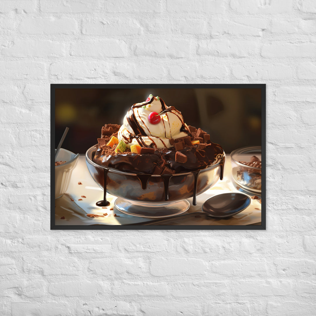 Chocolate Lovers Dream Sundae Framed poster 🤤 from Yumify.AI