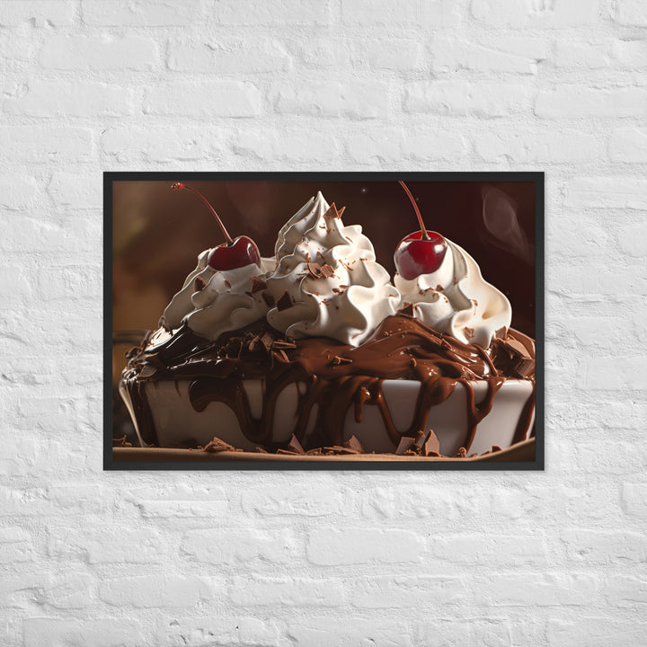 Chocolate Fudge Soft Serve Sundae Framed poster 🤤 from Yumify.AI