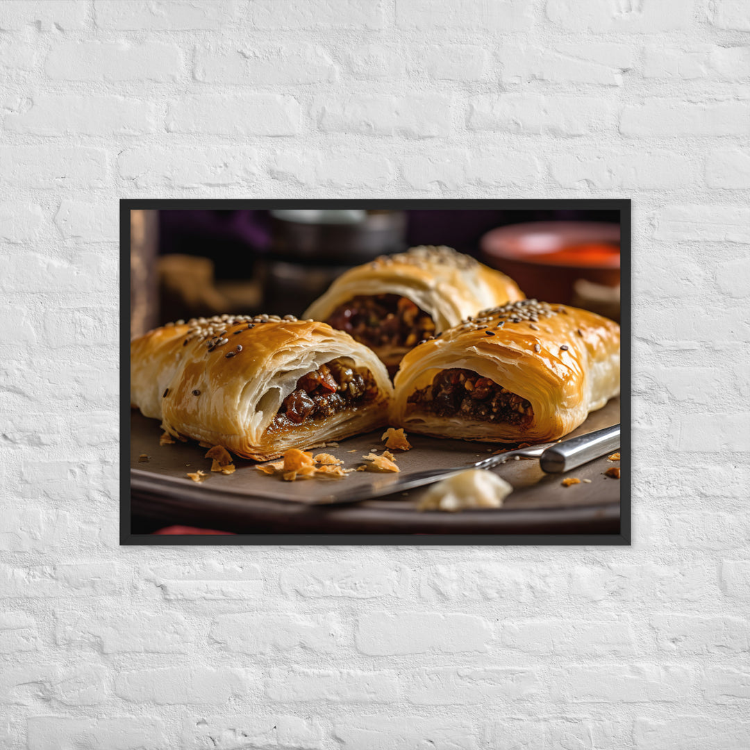 Vegetarian Sausage Roll Framed poster 🤤 from Yumify.AI