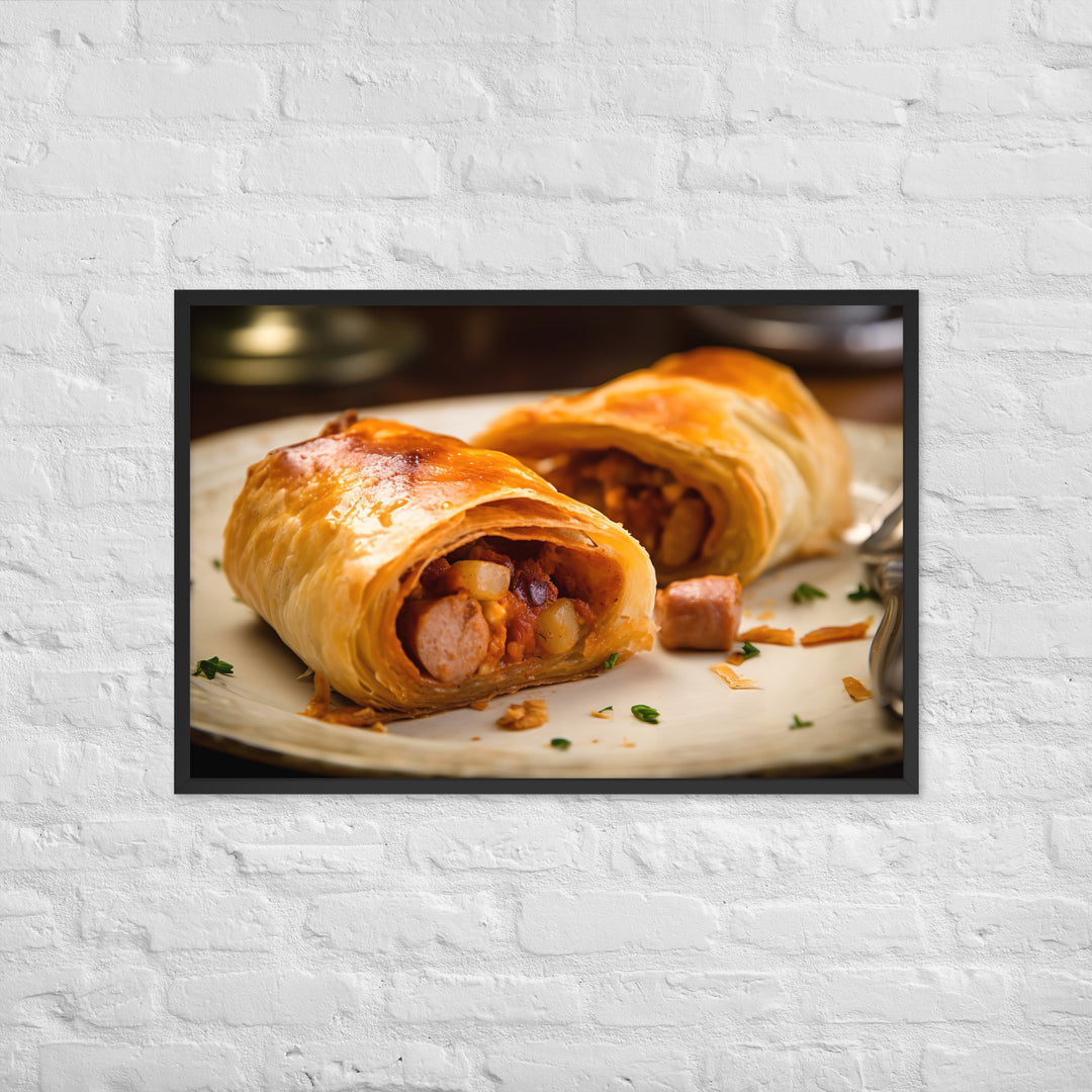 Chicken and Chorizo Sausage Roll Framed poster 🤤 from Yumify.AI