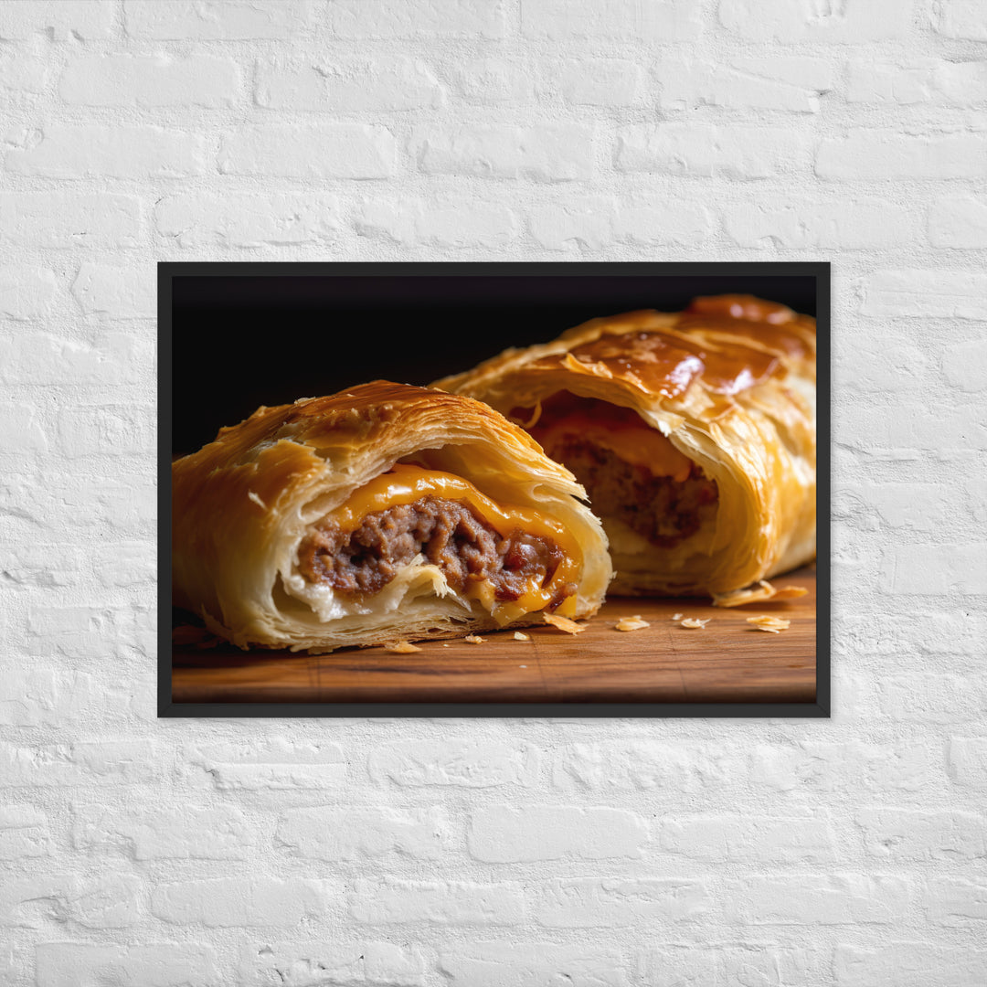 Cheese and Sausage Roll Framed poster 🤤 from Yumify.AI