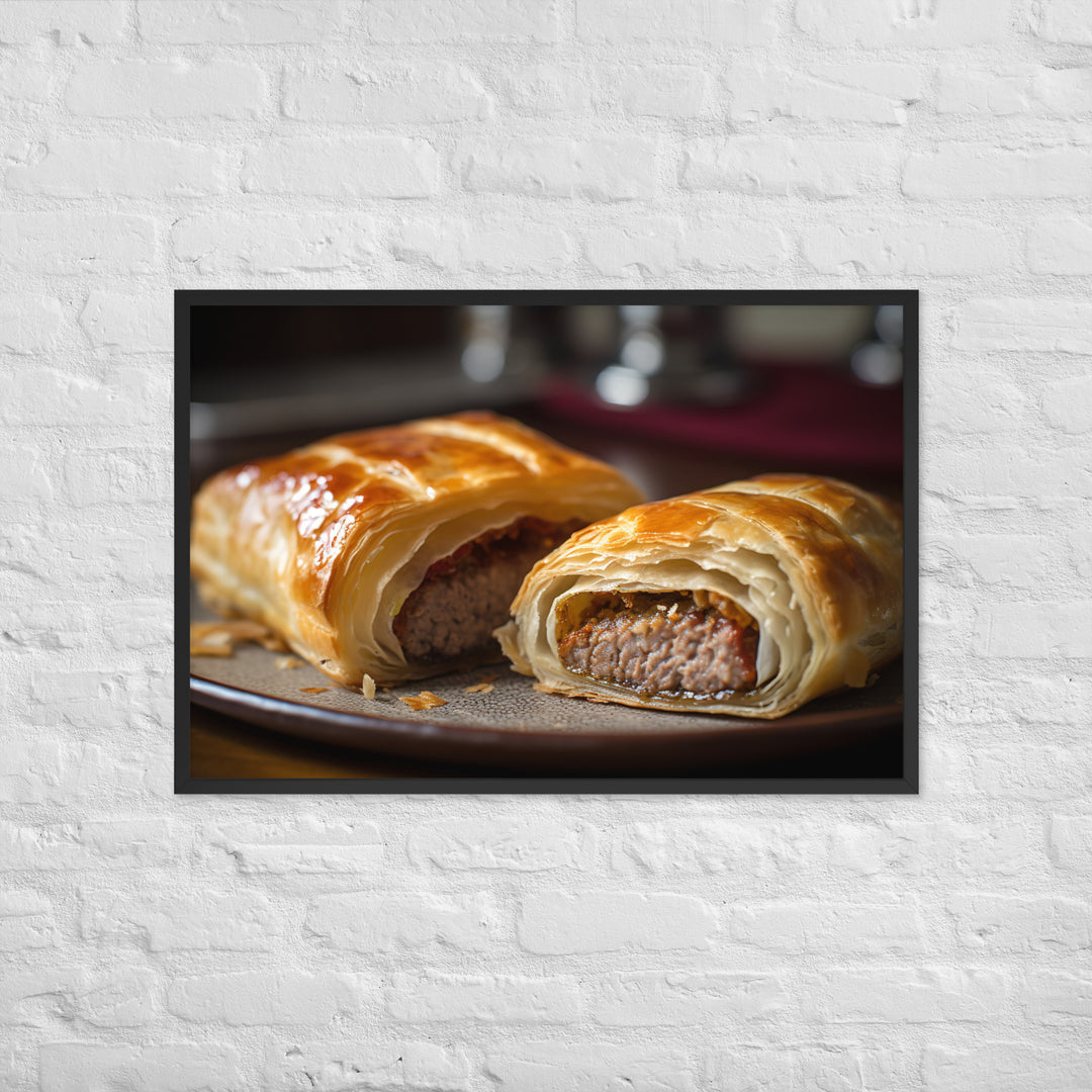 Beef and Onion Sausage Roll Framed poster 🤤 from Yumify.AI