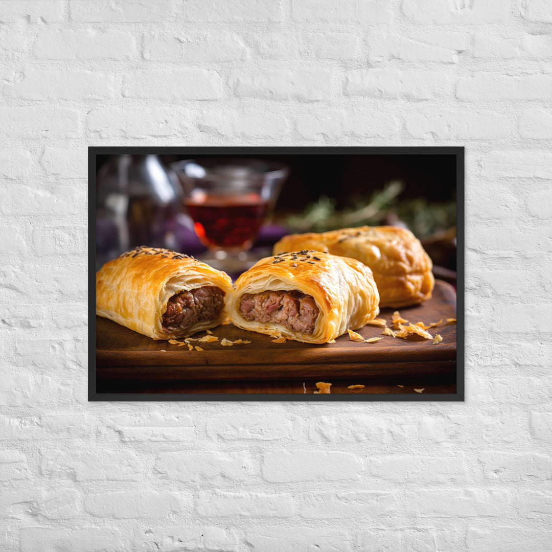 Beef and Onion Sausage Roll Framed poster 🤤 from Yumify.AI